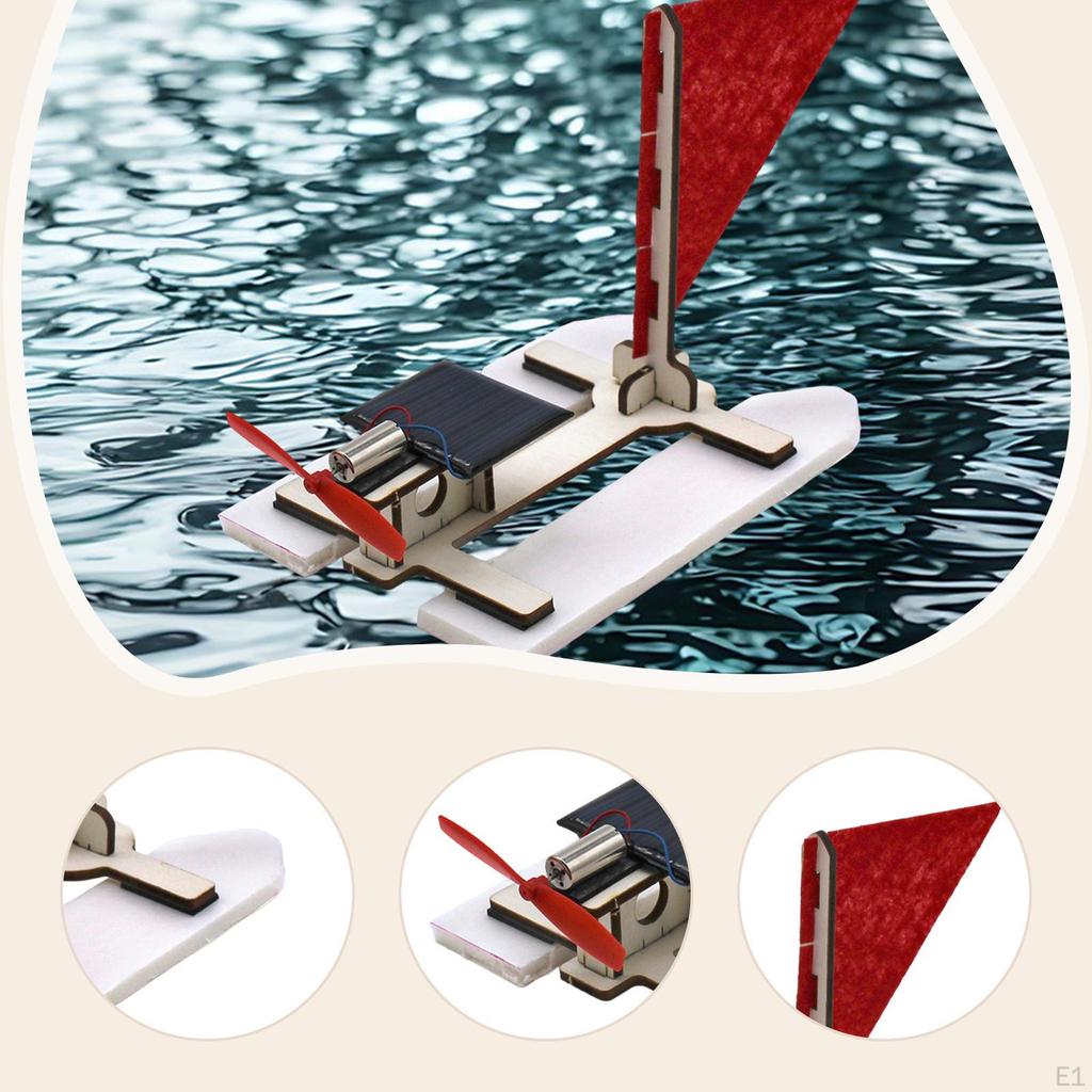 DIY Solar Power Generation Kit Boat Science Toy Wooden Sturdy Learning Stem Toys Hand