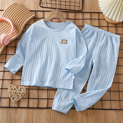 Kids Plain Color Cotton Pajama Set Summer Long Sleeve Sleepwear Breathable & Soft Loungewear for Boy Girls