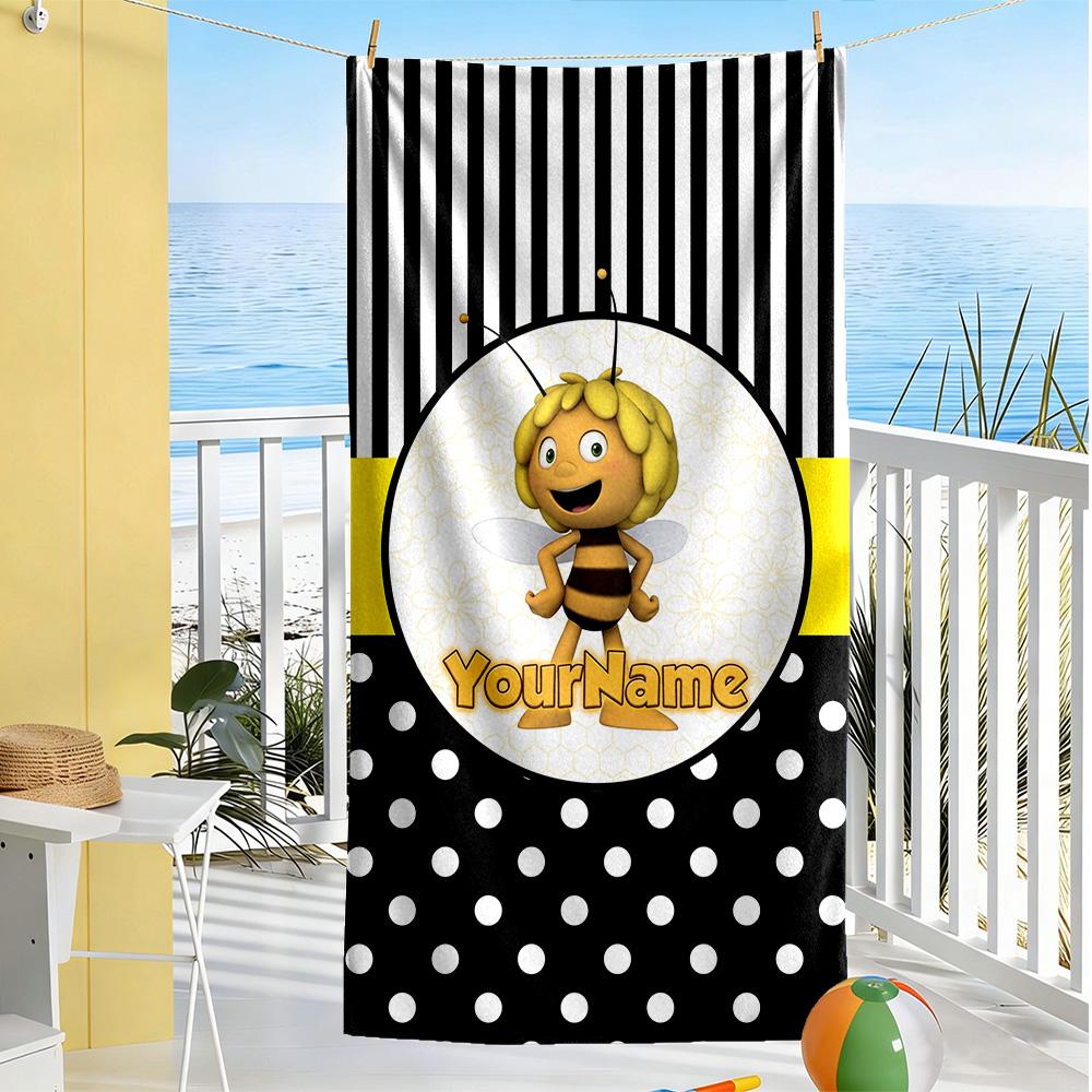 Biene Maja Personalized Text Beach Towel High Absorbency & Quick-Dry Perfect for Traveling Yoga Camping and Swimming
