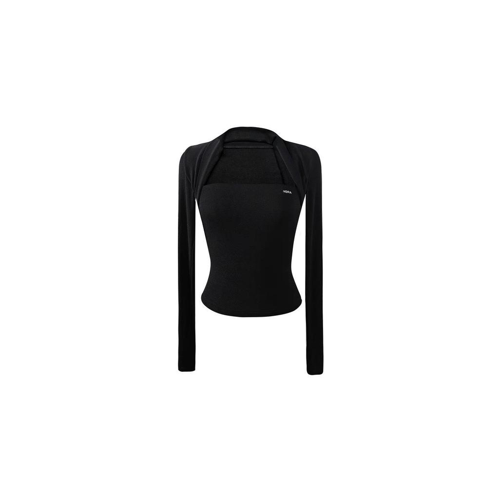High Version Square Neck Halter Letter Print Slim Fit Long Sleeve T-Shirt - Bestselling Base Layer.