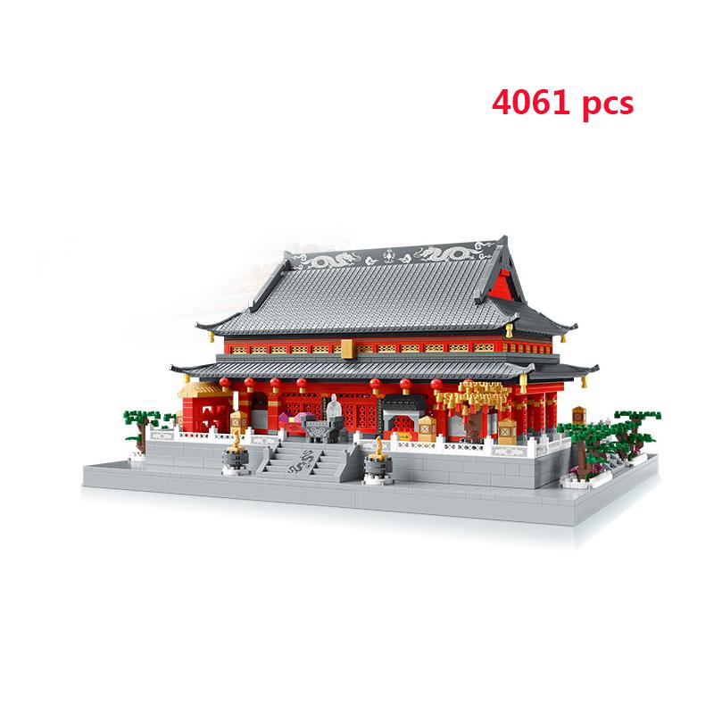 City Architecture Pink Castle Tree House Building Blocks Mini Brick Taj Mahal Great Wall Creative Model Construction Toys