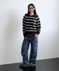 MUAHMUAH Striped Wool Brushed Hoodie Knit [Black]