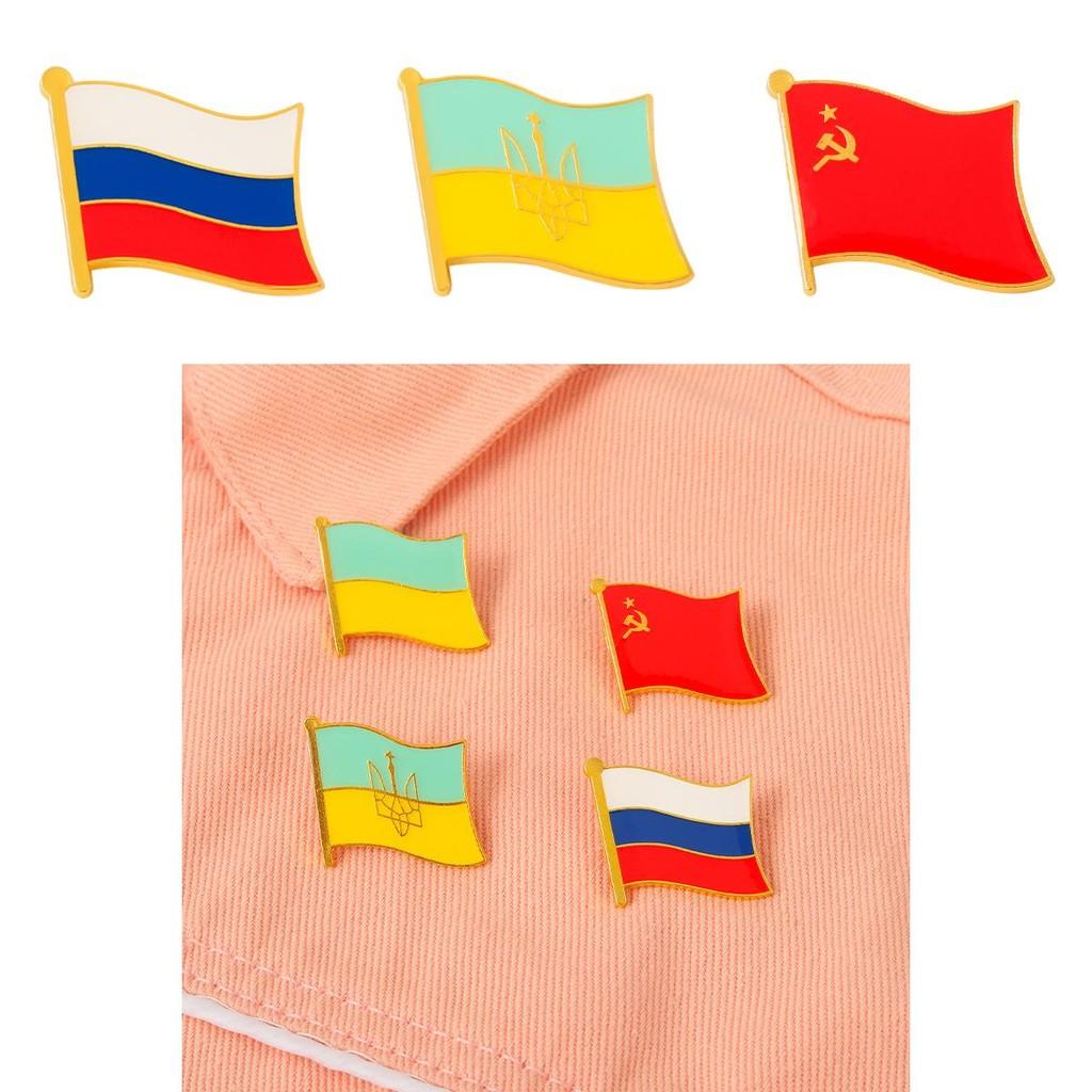 Chic Colorful Flag Badge Brooch Unique Geometric Metal Pin For Trendy Clothing Bags And