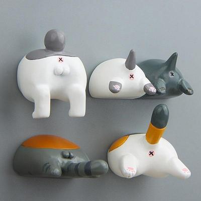 Söt Tecknad Hund Katt Rumpa Stil Kylskåpsklistermärke Nyckelhållare Kreativ Magnetisk Meddelandevägg Kakelklistermärken Magnet Söt Tecknad