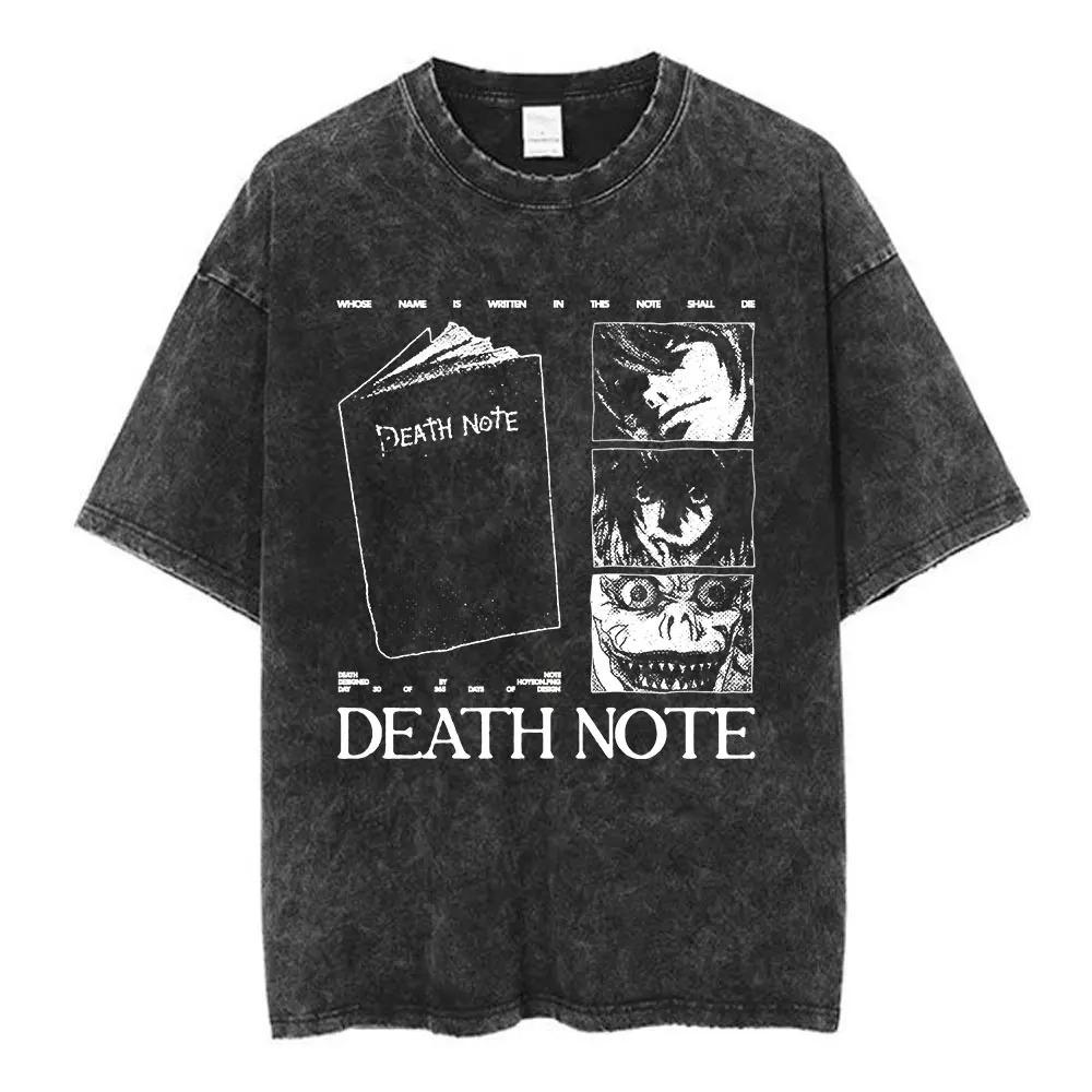 Death Note Ryuk Yagami Light Vintage Washed T Shirt Oversized Women Men Cotton Tshirt Fashion Short Sleeve Tshirts Streetwear