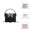 Cute Solid Color Silver Bow Decoration Kid Mini Shoulder Chain Bag For Summer Casual Wear
