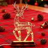 Metal Lighted Christmas Deer Decoration Light Up Reindeer Figurine with Wooden Base for Indoor Outdoor Home Yard Tabletop Decor