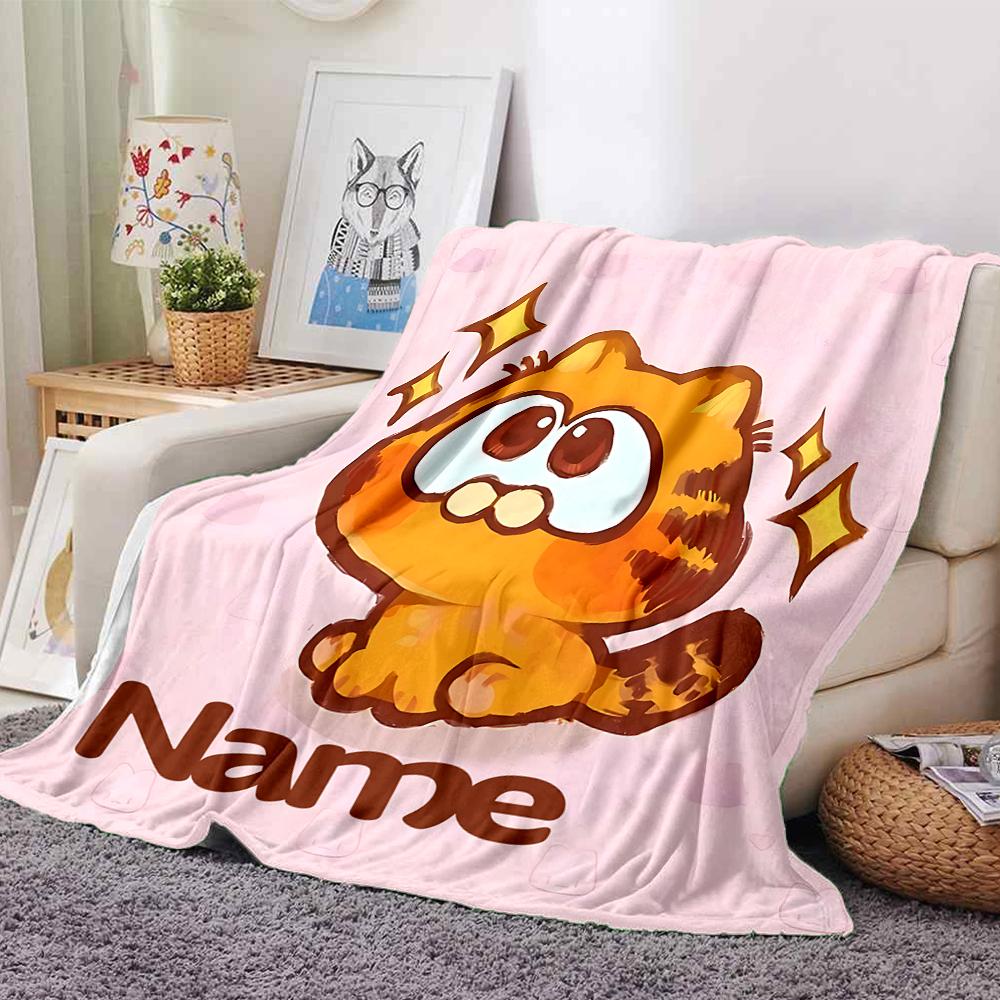 Custom Name Garfield'S Starry Adventure Party Blanket For Couch Bed Plush Cozy Fuzzy Blanket Super Soft Warm Blankets For Fall And Winter 091674