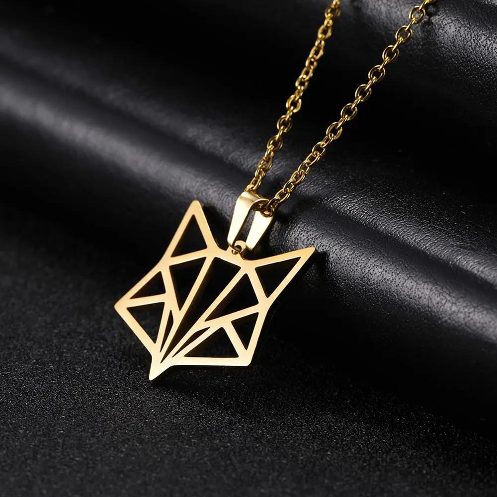 Skyrim Gold Color Amulet Fox Animal Pendant Necklace Stainless Steel Statement Choker Chain Necklaces Jewelry Accessory Women