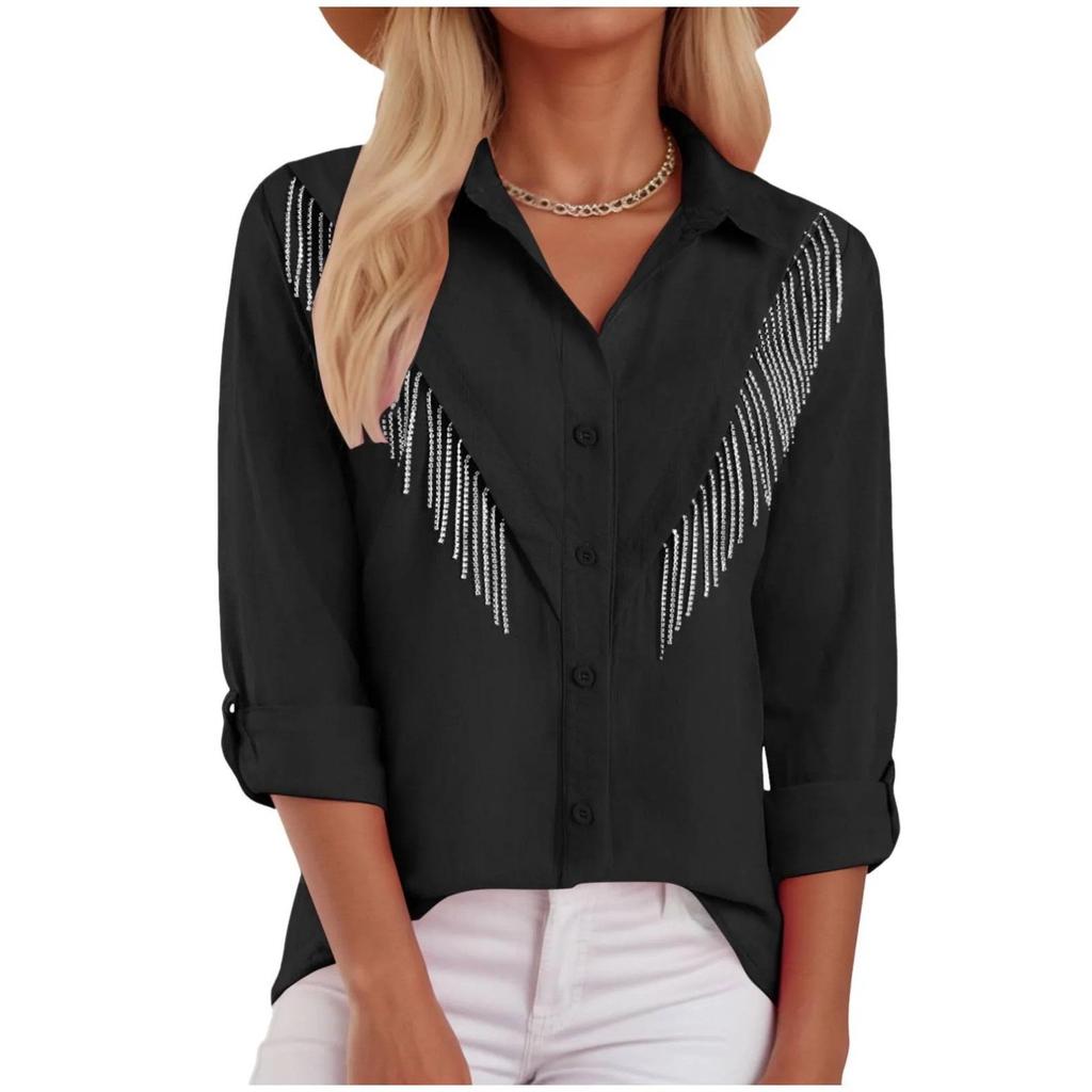 Summer Women's Unique Vertical Stripe Print Long Sleeve Shirt