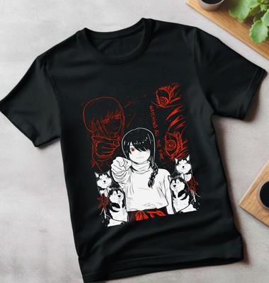 Camiseta Nayuta Chainsaw Man Denji Makima Denji Anime Mangá Camisa Preta Todos os Tamanhos