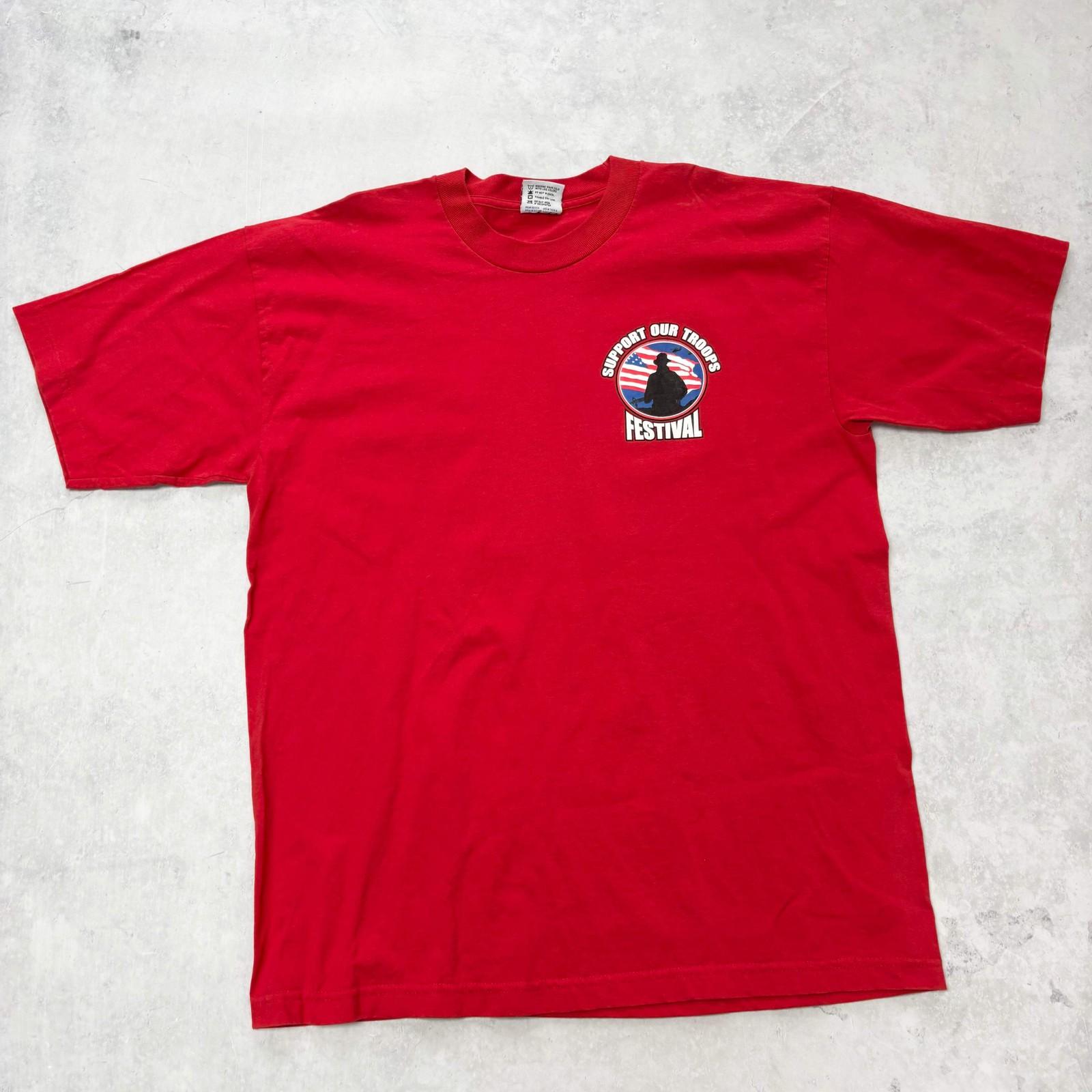 Vintage T Shirt Mens XL Red Graphic Print 00s Military USA S