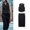 Fashion Casual Two-Piece Suit Women's Stripes Classic Vest 8351601 Pinstripe Midi Dress 8242601