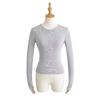 Trendy Women's Ribbed Long Sleeve Round Neck T-shirt - Slim Fit Autumn/Winter Base Layer in Solid Color.