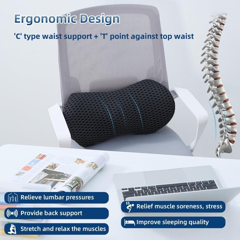 Lumbar Support Pillow Ergonomic Memory Foam Lumbar Pillow Relieve Back Pain Cushion Lower Back Pillow for Office Chairs Car Seat