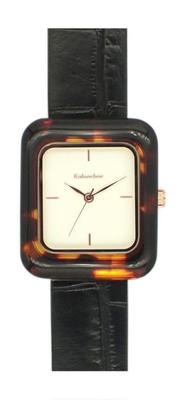 [Folgen] Kalanchoe Square Acetatlünetten-Uhr H05022A-1 BK Damen Schwarz