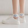 Women's Spring and Summer Light and Trendy Invisible Short Socks Blue Cartoon Smiling Face Glass Sole Boat Socks