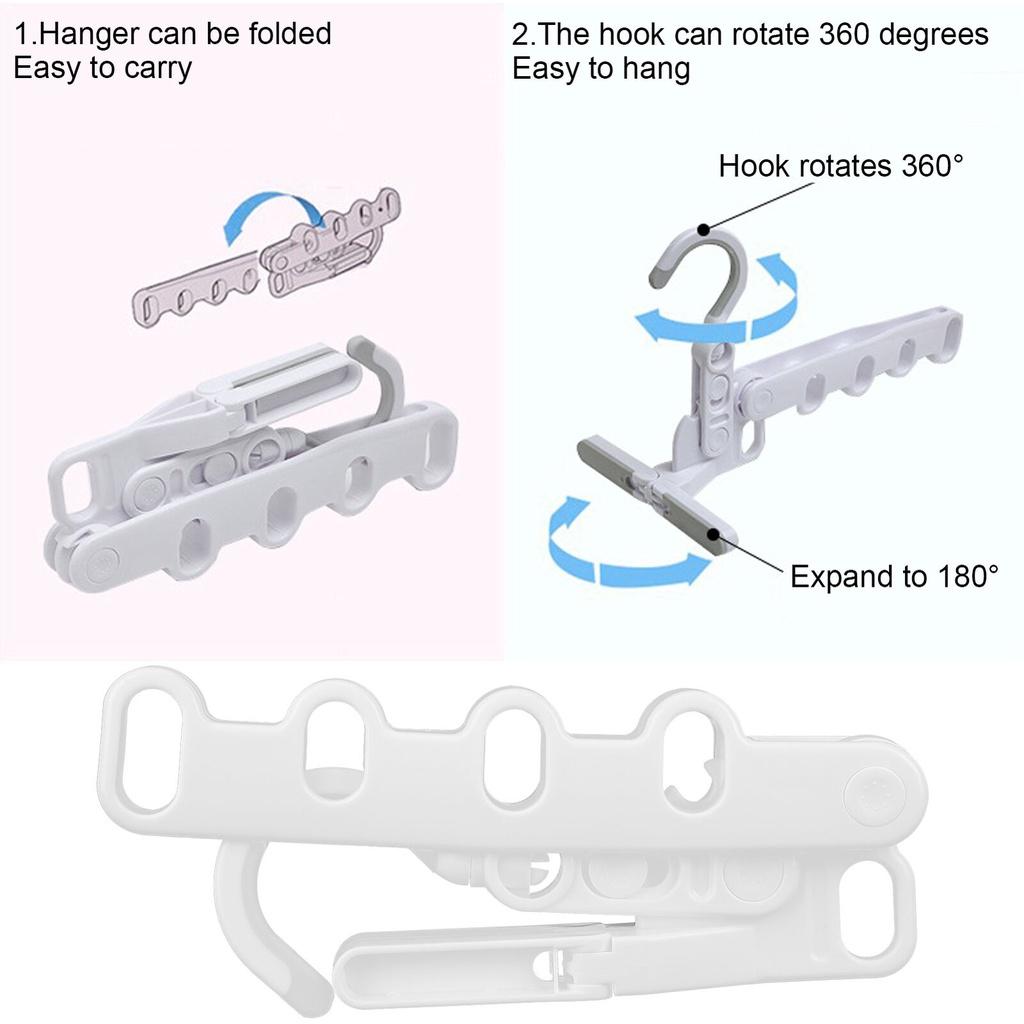 Foldable Clothes Hanger 5 Holes Folding Drying Rack Heavy-Duty Drying Rack 360 Degree Hook Portable Travel Hanger