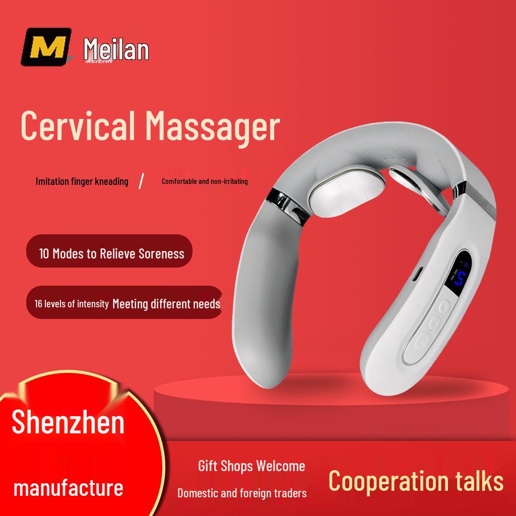 Meilan Vibration & Heating Neck Massager - Cervical Spine & Neck Protector Gift. Remote Control Version