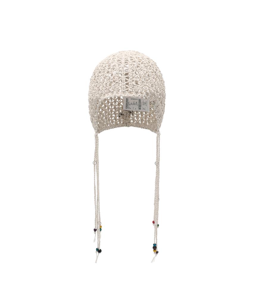 THEVINYLHOUSE Beaded Crochet Beanie (W) Ivory