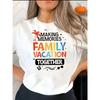 European Size 1pc Women'S Casual Crew Neck T-Shirt with Colorful "Making Memories Family Vacation Together" Print, Polyester Knit Fabric