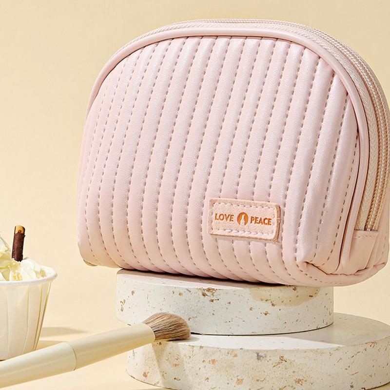 Stylish Waterproof Travel Cosmetic Bag For Women Half-Circle Cake Makeup Bag