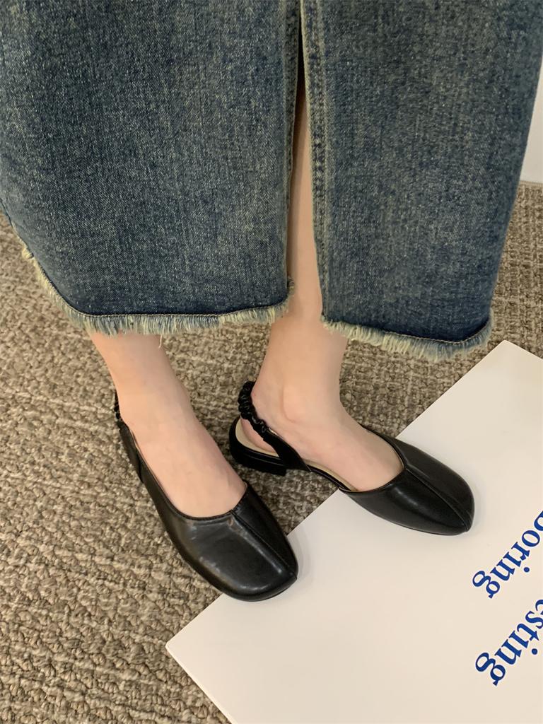 Fashion Hot Selling 2025 New Summer Elegant Ladies Sandals Fashion Ladies Elastic Band Flat Heel Women Shallow Party Shoes Square Heel