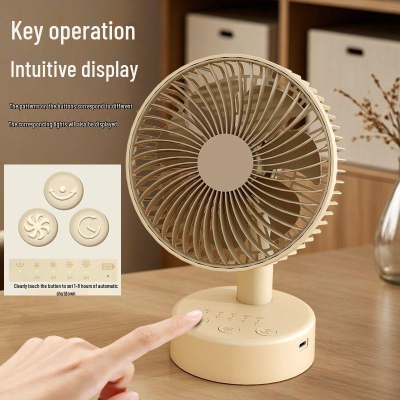 USB Rechargeable Oscillating Desktop Fan - Low Noise, Portable, Detachable, and Washable