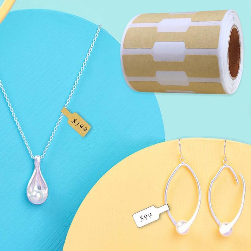 Natural Kraft Paper Handwritten Jewelry Price Stickers - Self-Adhesive Decorative Labels on Rolls
