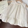 Girls' Floral Hollow-Out Sleeveless Summer Vest - Korean Style Mori Doll Shirt Top