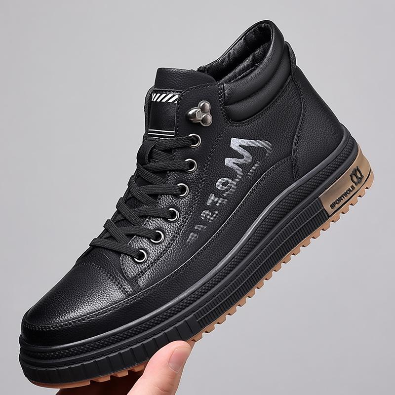 Fashion Mens Winter Plush Outdoor Shoes Leisure Walk Warm Ankle Boots Non-Slip Male Casual Sneakers Lace Up Snow High Top Botas