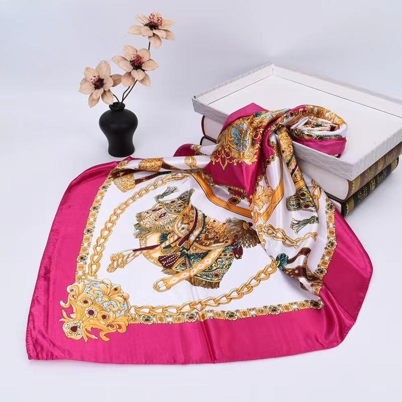 Silk Scarves Women Luxury Brand Summer Fashion Designer Head Hair Scarf Hijab Bandana Foulard Femme Headscarf