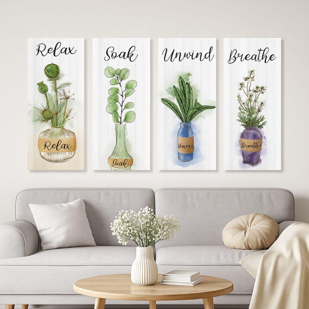 Handmade Plants Hanging Sign Wooden Wall Decor Paintings Wall Plate Floral Wall Art Office