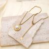 French Retro Vacuum Plated Stainless Steel Pearl Pendant Collarbone Chain Twist Edge Inlaid Pearl Necklace Jewelry Women