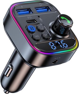 Nadajnik FM, Bluetooth 5.3, Samochodowy nadajnik FM, Szybkie ładowanie PD 30W + QC3.0, Samochodowy