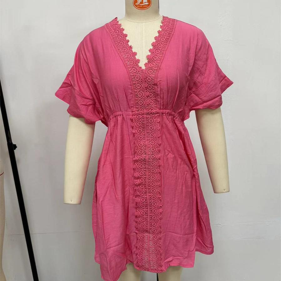 Summer Women's Lace Splicing Beach Dress Bikini Swimwear Outer Cover-ups EMA