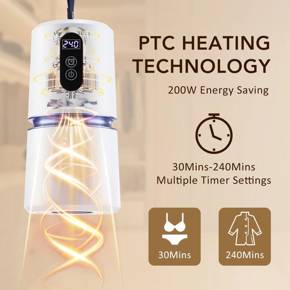 110-220V Smart Portable Clothes Dryer Clothes Laundry Tumble Dryer Hanger Warmer Outdoor Travel Garment Clothing Folded Heater