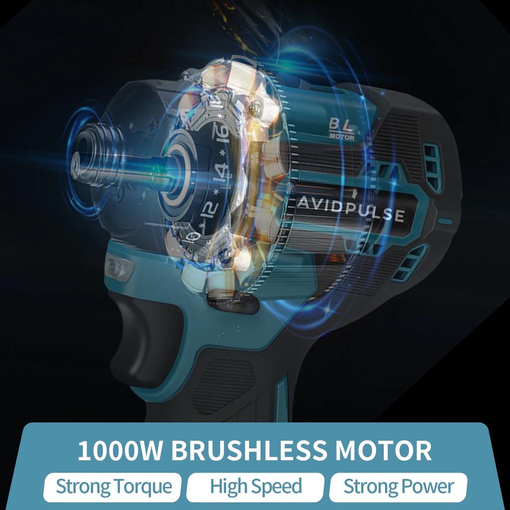 AvidPulse 20+1 Drehmoment 1/4 Zoll Bürstenloser Elektrischer Schraubendreher Akku 280N.m Elektrische Bohrmaschine Elektrowerkzeug Für Makita 18V Akku