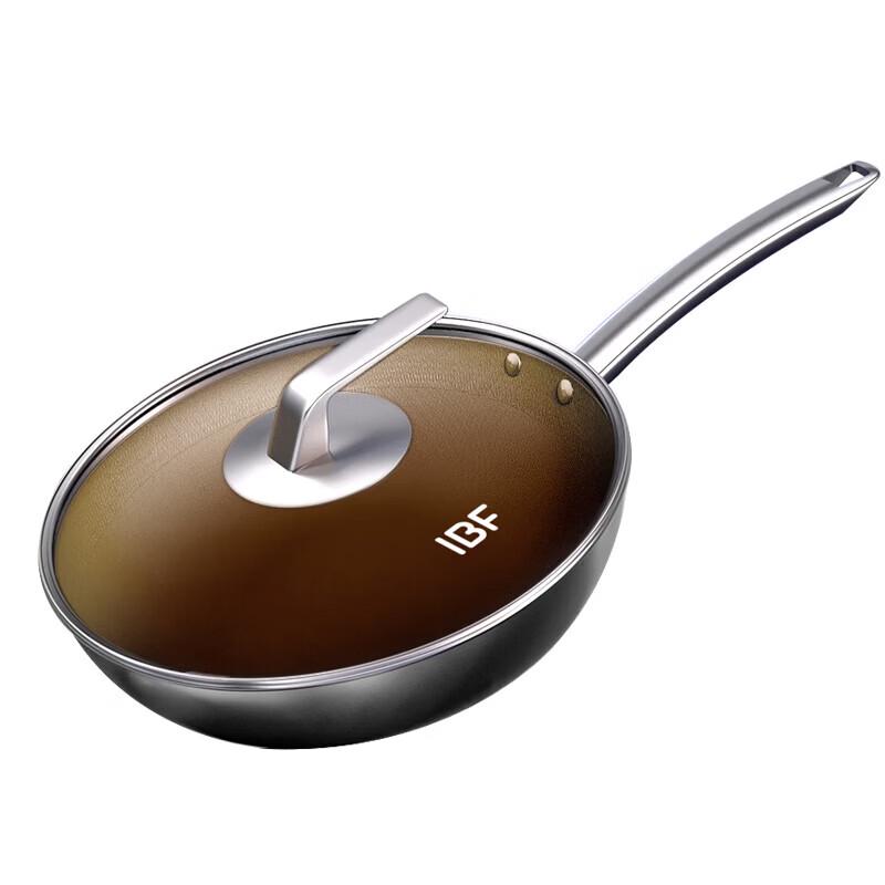 IBF 32cm Non-Stick Stainless Steel Titanium Wok