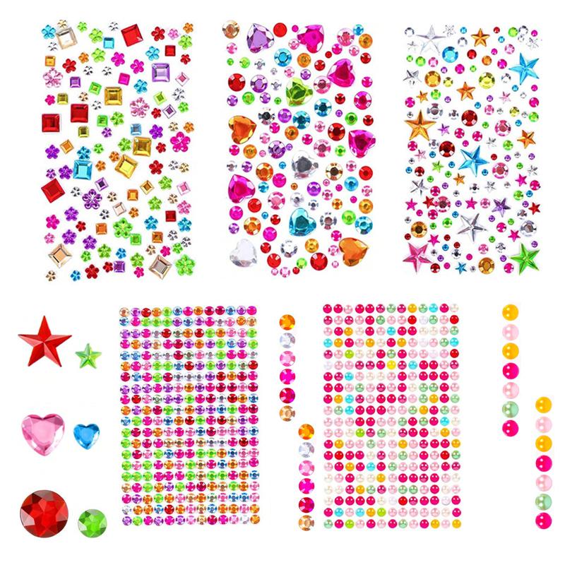 880 Bucăți Autocolante cu Mărgele Strălucitoare Strass-uri Pentru Artizanat Bijuterii Autoadezive Acrilice DIY Artizanat Autocolante Decorative cu Diamante Pentru Fete Copii