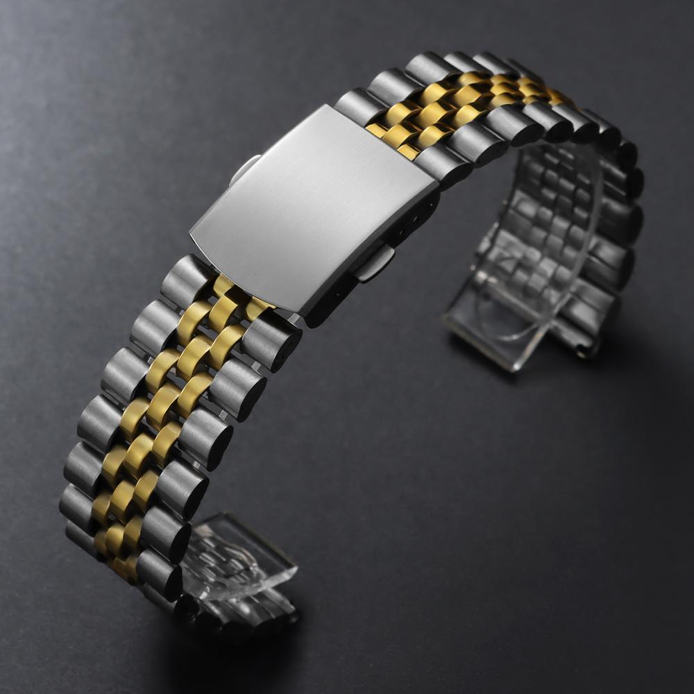 18 20 22mm Stainless Steel Watch Band Universal Strap Folding Safety Buckle for Men Women Bracelet Strap Watch Belt Accessories