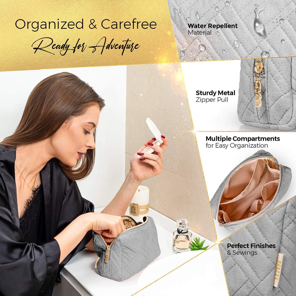 Small Makeup Travel Cosmetic Pouch for Women and Zippered Toiletry Organizer for Cute Mini Case for Accessories and Brushes [BOACAY] Bag, Kids, Purse,