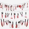 Halloween Bloody Knife Flag Decorations - Horror Hanging Ornaments for Party Venues