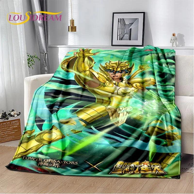 Animacinis Saint Seiya 3D Retro Anime HD Minkšti pledai, Šiltas flanelinis pledas piknikui, lovoms, sofai, namams, miegamajam, dovanos vaikams