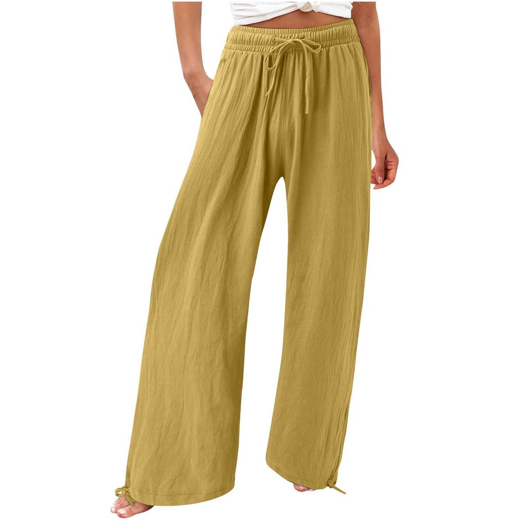 2023 Elastic Solid Color Wide-Leg Casual Long Pants - Hot Style for Europe and America