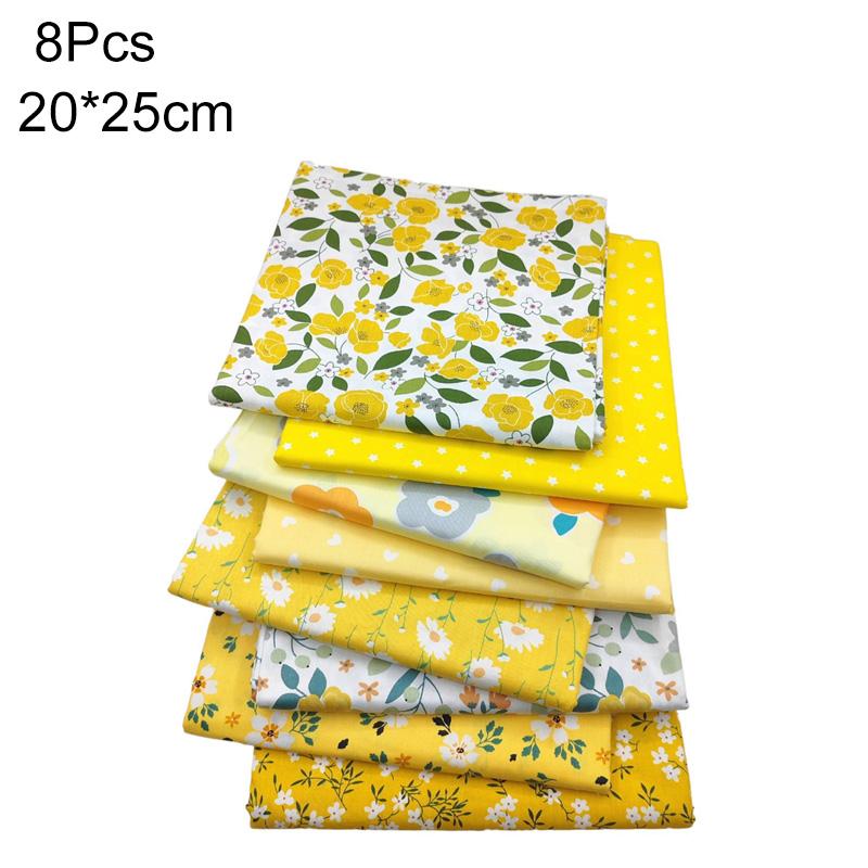 

8 шт. Лоскутная ткань DIY Швейный Квилтинговый материал 25x25 см Желтый с принтом 20x25 см Саржевое переплетение Цветочная серия Хлопковая ткань 8PCS/20*25cm