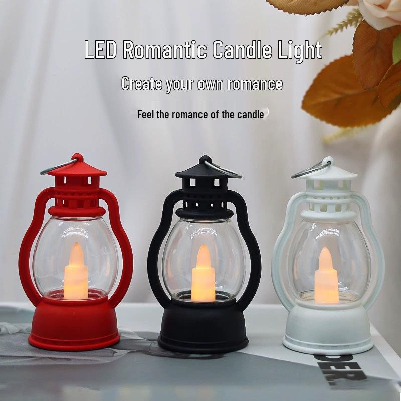 LED Retro Small Horse Lamp: Hand-Held Electronic Candle, Christmas Decoration, Plastic Oil Lamp, Wind-Resistant Night Light, Luminous Ornament.