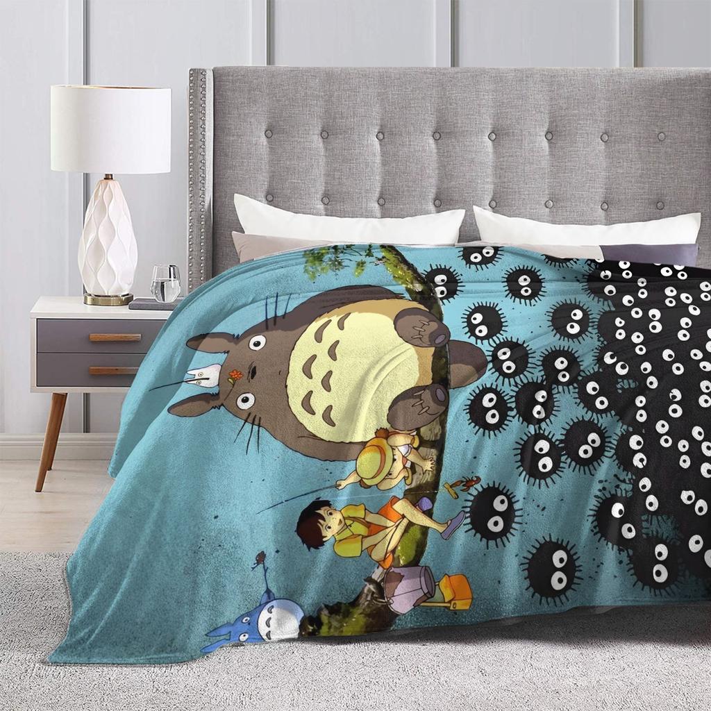 Cartoon Soot T-Totoros  Blankets Velvet Anime Super Warm Throw Blanket for Car Sofa Couch Bedroom Quilt