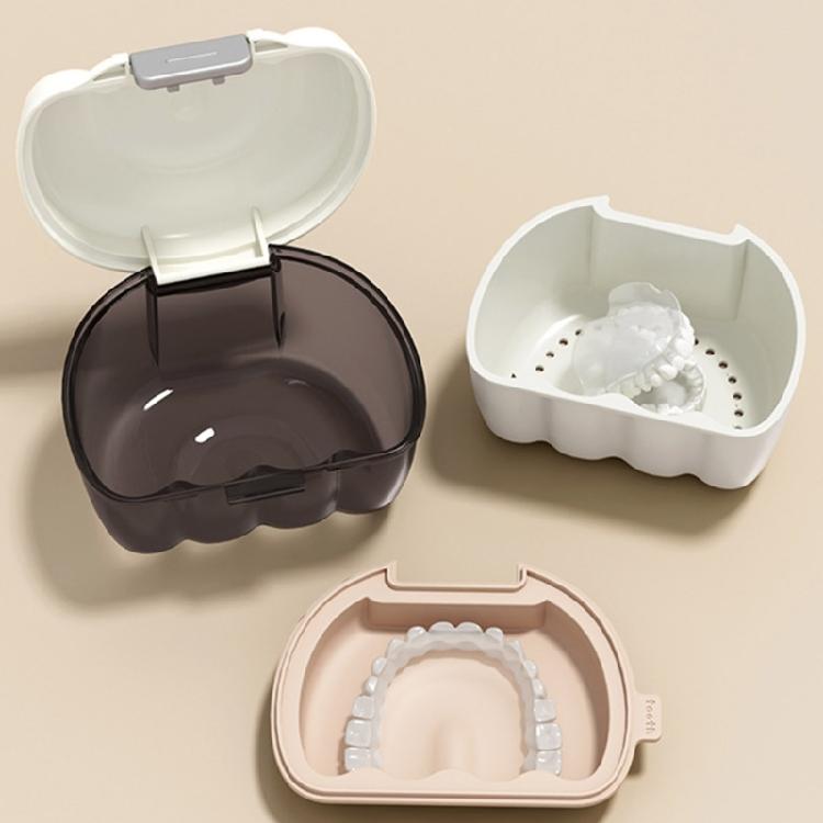 Leak Proof Storage Box For Clear Aligners Dentures Aligner Hoder with Mesh Drainage Basket Travel Essential Organiser