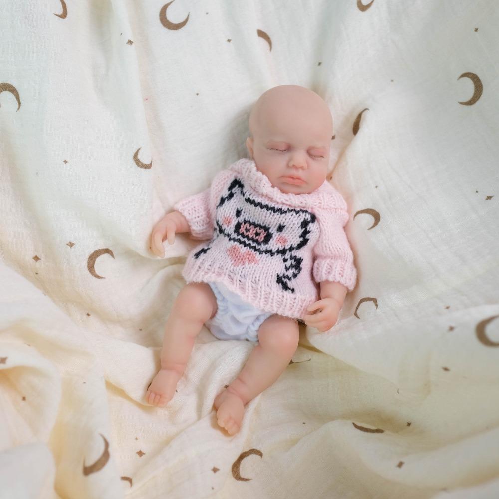 8 Inch Real Like Miniature Baby Reborn Dolls LouLou Sleeping Soft Full Solid Silicone Emulation Doll Alive Bebe Newborn Doll for Child for Christmas